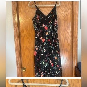 Floral Black Faux high low Dress lined